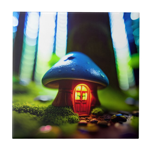 Forest Mushroom House Ceramic Tile (Front)