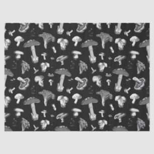 Forest Mushroom Pattern Dark Grey Tissue Paper