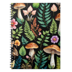 Forest Mushroom Woodland Ferns Art Notebook