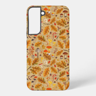 Forest mushrooms and autumn flora on ochre samsung galaxy case