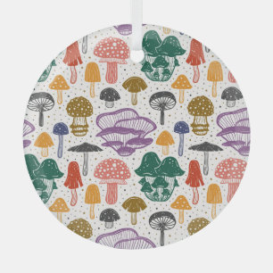 Forest Mushrooms Ink Vintage Texture Glass Tree Decoration