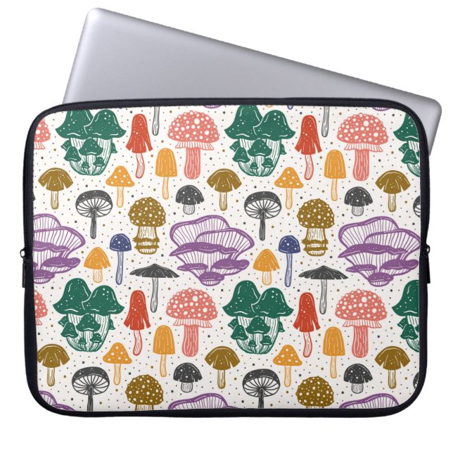 Forest mushrooms. Seamless pattern, texture, backg Laptop Sleeve (Front)