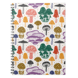 Forest mushrooms. Seamless pattern, texture, backg Notebook