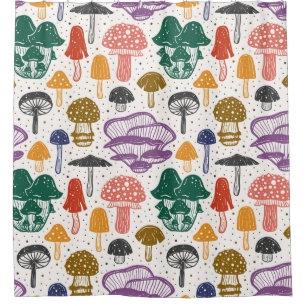 Forest mushrooms. Seamless pattern, texture, backg Shower Curtain