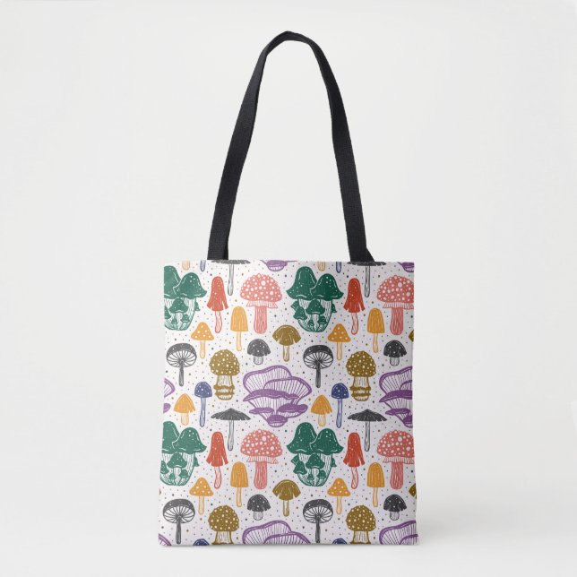 Forest mushrooms. Seamless pattern, texture, backg Tote Bag (Front)
