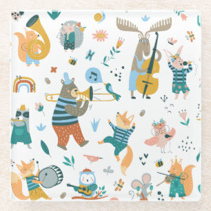 Forest Music Band Glass Coaster