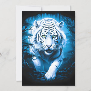 Forest Mystic Wild White Tiger Holiday Card