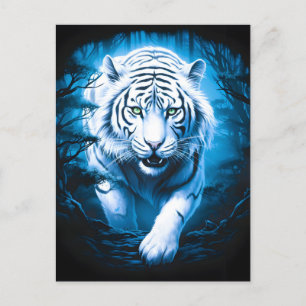 Forest Mystic Wild White Tiger Holiday Postcard