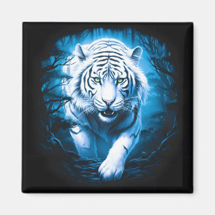 Forest Mystic Wild White Tiger Magnet