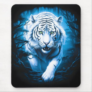Forest Mystic Wild White Tiger Mouse Pad