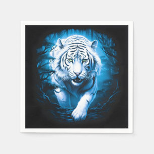 Forest Mystic Wild White Tiger Napkin