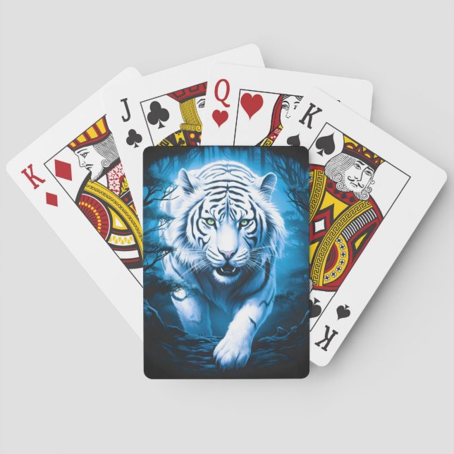Forest Mystic Wild White Tiger  Playing Cards (Back)