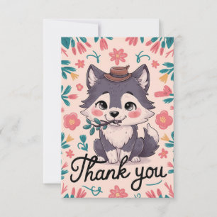 Forest Mystical Wolf Thank You Card