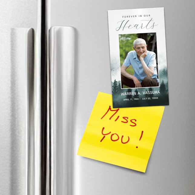 Forest Nature Funeral Memorial Prayer Photo Magnetic Business Card (Forest Nature Funeral Memorial Prayer Photo Business Card Magnet)