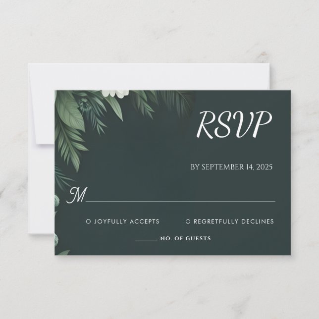 Forest Nature Garden Plant Dark Green Wedding RSVP Card (Front)