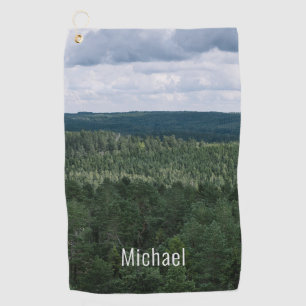 Forest Nature Landscape Photo With Custom Name Golf Towel
