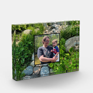forest nature lite stone pathway photo template block