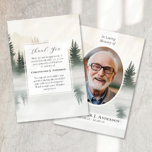 Forest Nature Photo Sympathy Funeral Memorial Thank You Card
