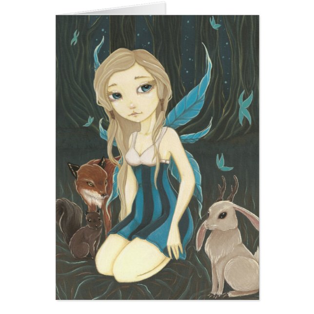 Forest Night - Fairy Jackalope Card (Front)