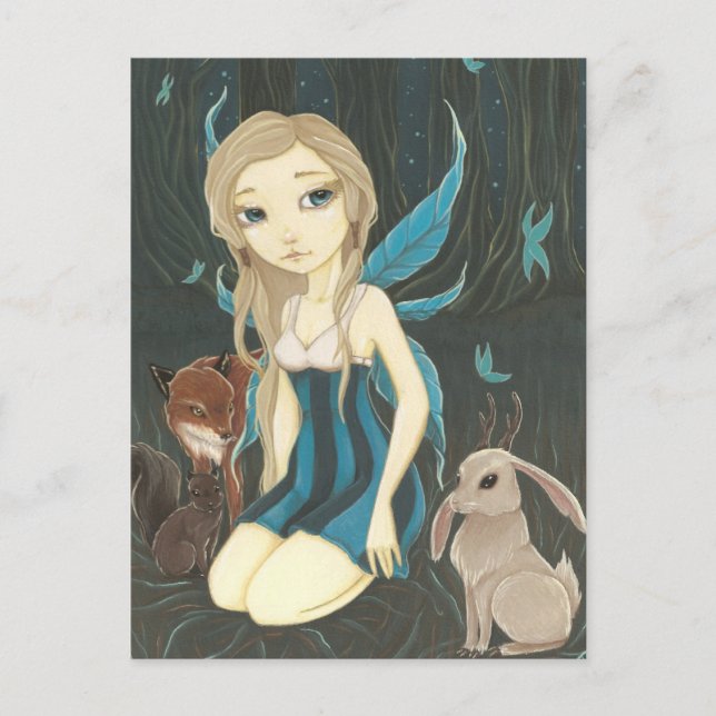 Forest Night- Fairy jackalope postcard (Front)