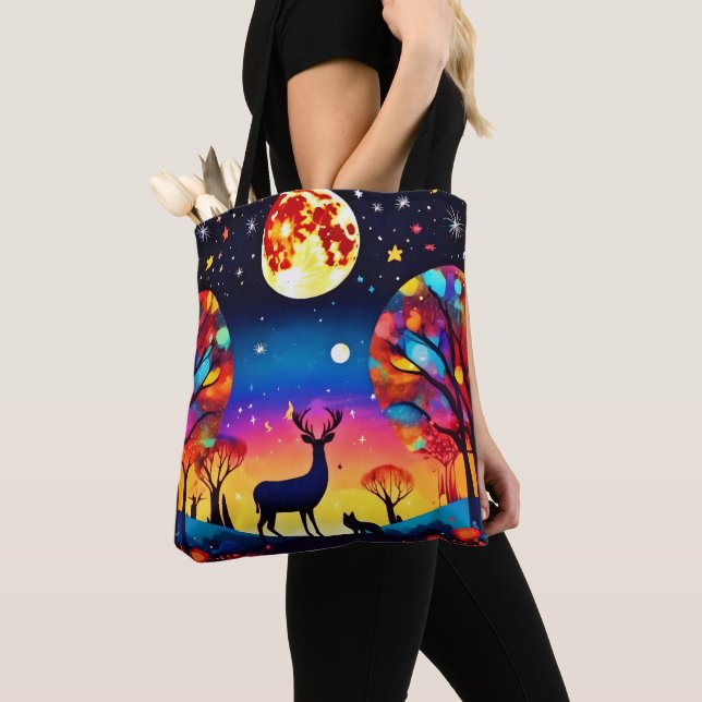 Forest Night Glow Tote Bag (Close Up)