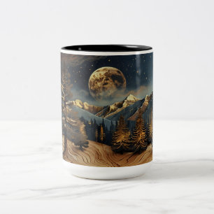 Forest Night Sky Mug   Full Moon & Towering Trees