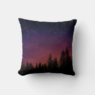 Forest Night Sky Nature with Starry Woodland Scene Cushion