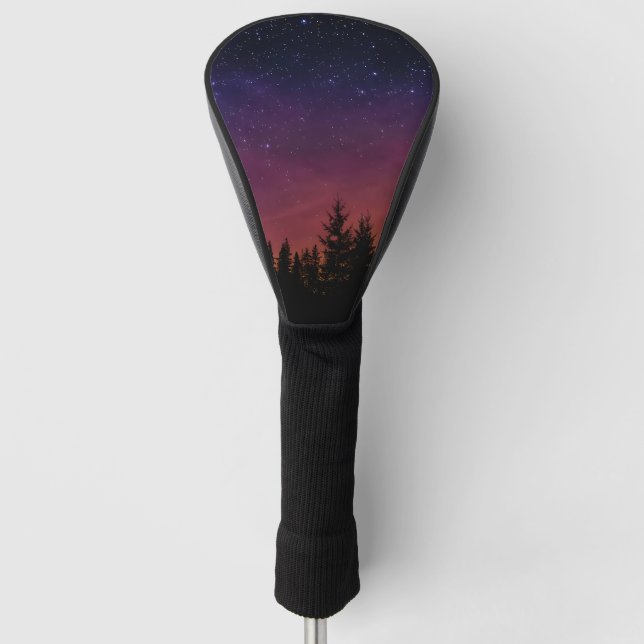 Forest Night Sky Nature with Starry Woodland Scene Golf Head Cover (Front)