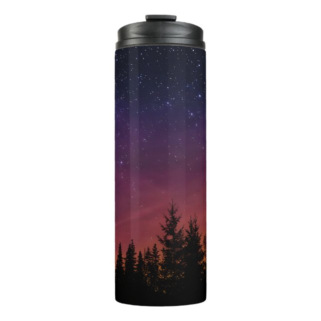 Forest Night Sky Nature with Starry Woodland Scene Thermal Tumbler (Front)