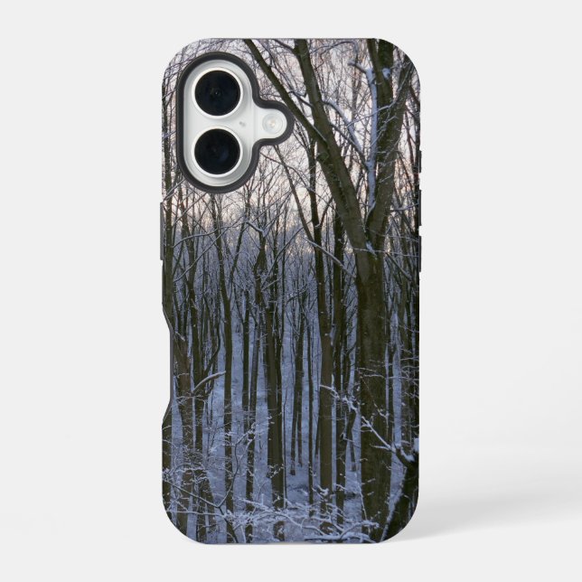 Forest of Snowy Trees iPhone 16 Case (Back)