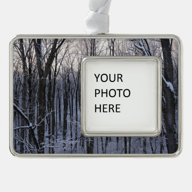 Forest of Snowy Trees Silver Plated Framed Ornament (Front)