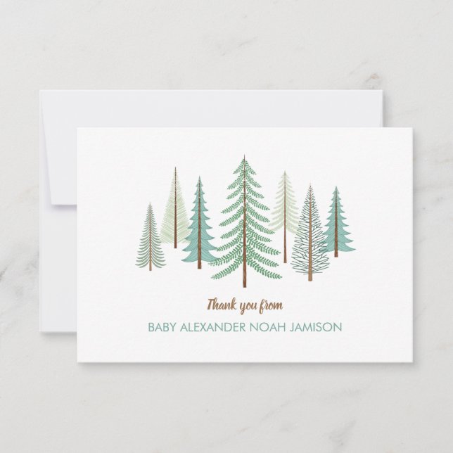 Forest of Trees Personalised Stationery Thank You Card (Front)