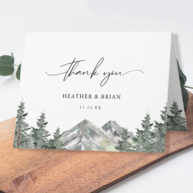 Forest Outdoor Mountain Theme Wedding Thank You Card (Creator Uploaded)