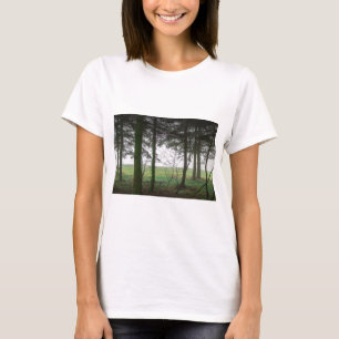 Forest overlooking clearing in the fog T-Shirt