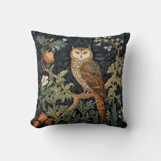 Forest Owl Among Leaves Cushion
