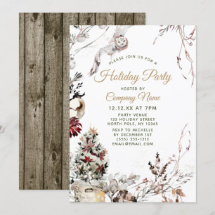 Forest Owl Corporate Holiday Christmas Party Invitation