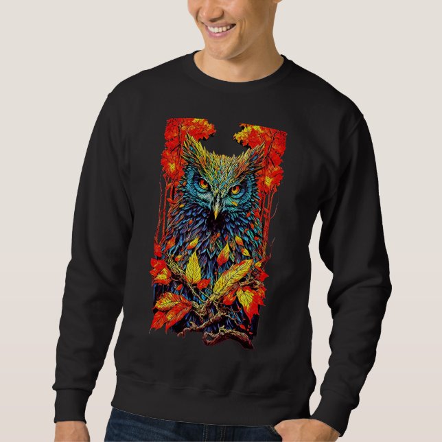 Forest Owl Illustration T-Shirt Hoodie (Front)