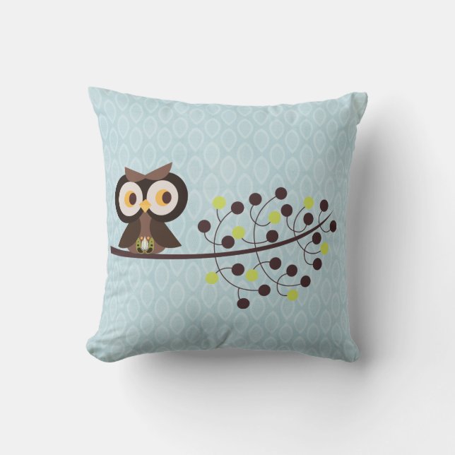 Forest Owl Woodland Hoot Night Couch Throw Pillow (Front)