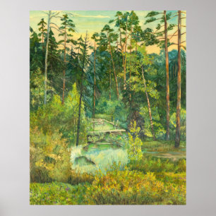 Forest  painting  watercolor poster
