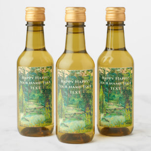 Forest  painting  watercolor wine label