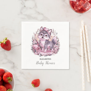 Forest Pastel Wolf Baby Shower Napkin
