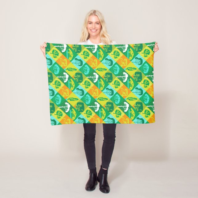 Forest patchwork fleece blanket (In Situ)
