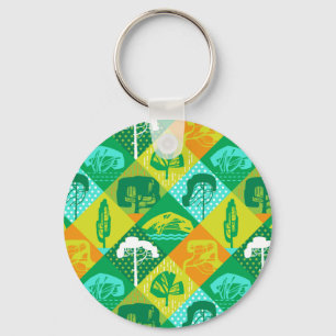 Forest patchwork key ring