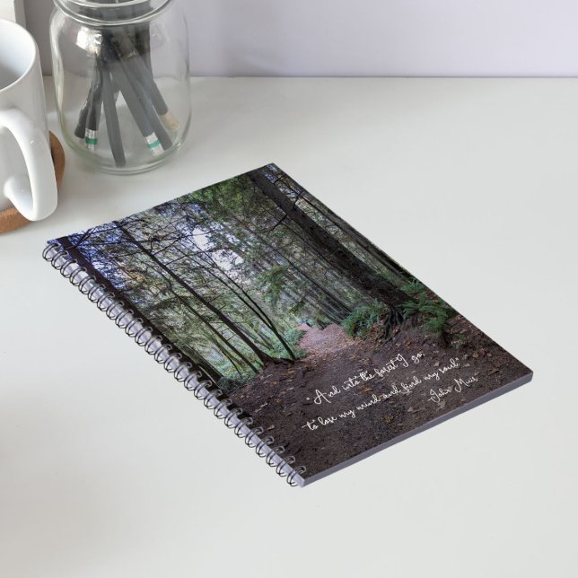 Forest Path Photo with John Muir Quote Notebook (In Situ)