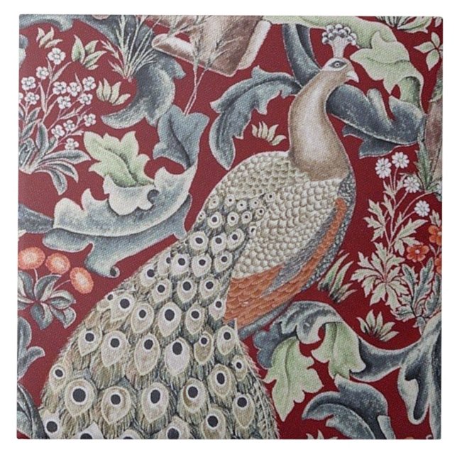 Forest Peacock, William Morris Ceramic Tile (Front)