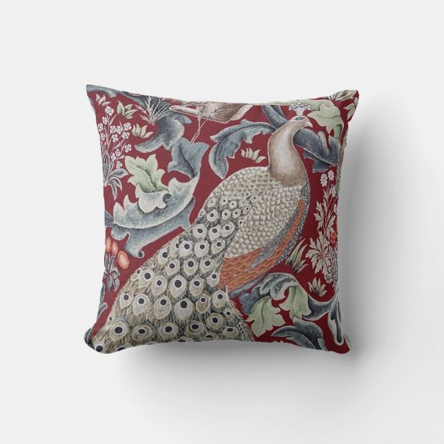 Forest Peacock, William Morris Cushion (Front)