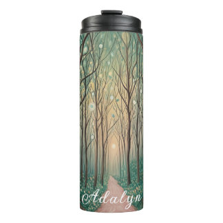 Forest Phantoms: Floating Lights in the Night Wood Thermal Tumbler