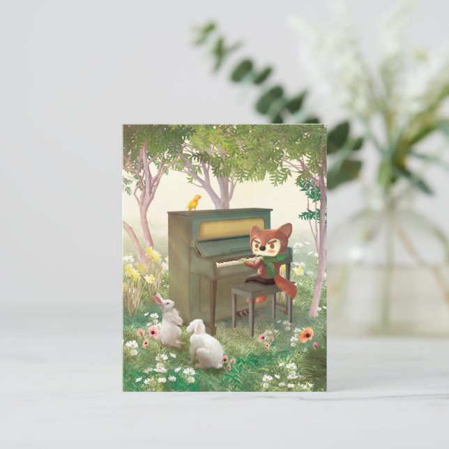 Forest Piano Concert Announcement Postcard (Standing Front)