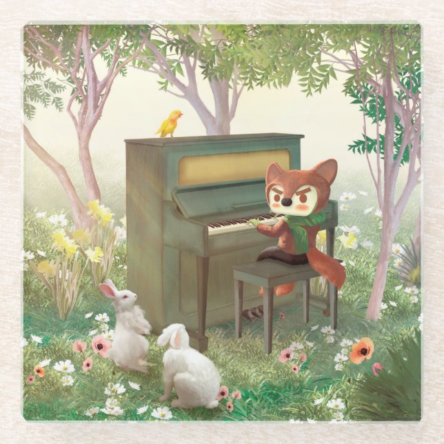 Forest Piano Concert Glass Coaster (Front)
