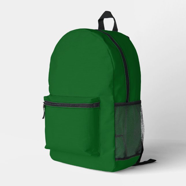 Forest Pine Green Solid Colour Printed Backpack (Back Corner Right)